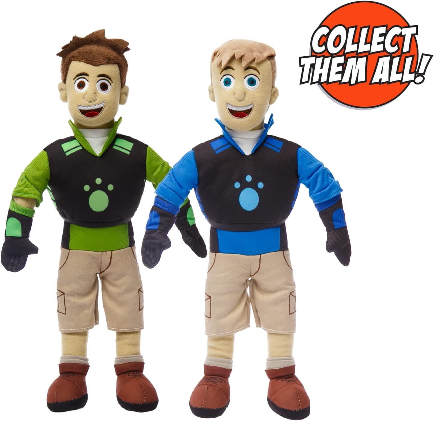 Mighty Mojo Wild Kratts Plush Toy Doll – Chris & Martin Kratt 14" – Adventure Set – Creature Power Suit - Embroidered Details for Fans of The Popular TV Series - PBS