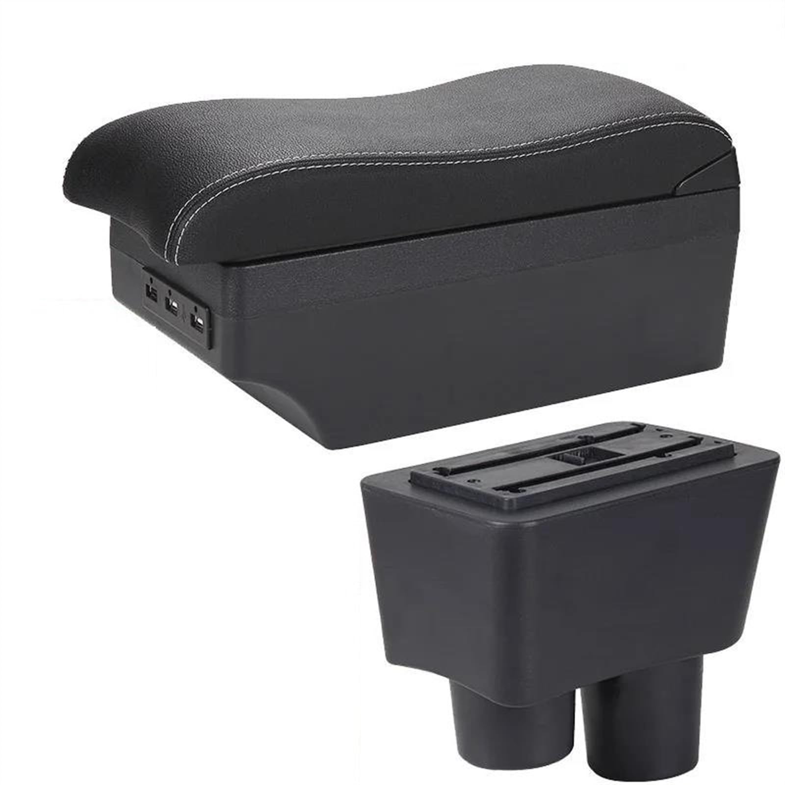 NMJLQW Storage Rack Car Interior Accessories Center Console Storage Box Multi-function Armrest Storage Box For Almera For Versa(A3 Black white 7USB)