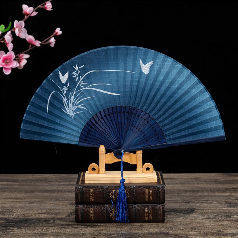 WANYI Fächer Saunafächer Handfächer mit Quasten Faltbare Faltfächer Handfächer Sommer Taschenfächer mit Schmetterlinge Motive für Tanz Geschenke Hochzeit(03)