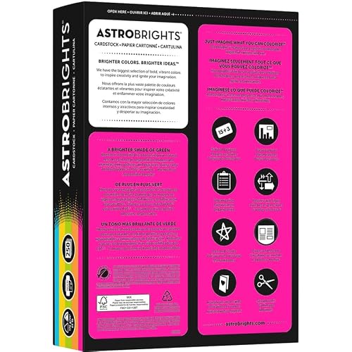 Astrobrights Color Cardstock -\"Bright\" Assortment, 65 lb Cover Weight, 8.5 x 11, Assorted, 250/Pack