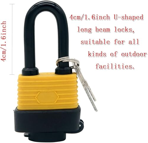 Miniatura 5 de Juego de 4 candados impermeables iguales con llave, cuerpo ancho, resistente a la intemperie, 8 llaves incluidas (envía 1 pequeño bloqueo de