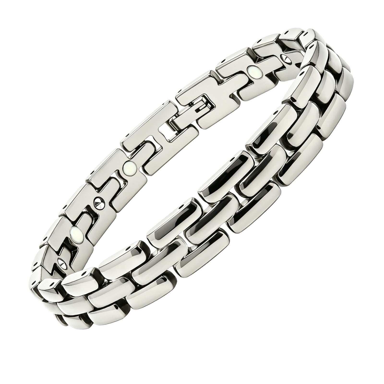 Bracelet magnétique pour homme double rangée en titane avec aimants ultra puissants avec outil de réglage et boîte cadeau