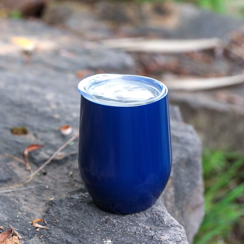 Best Quality 🔥 Happycheers 12 Oz Vacuum Insulated Metal Water Glasses Set of 2 for Coffee Drink Cocktail Outdoor Travel, with Box, 2 pack, Navy Blue