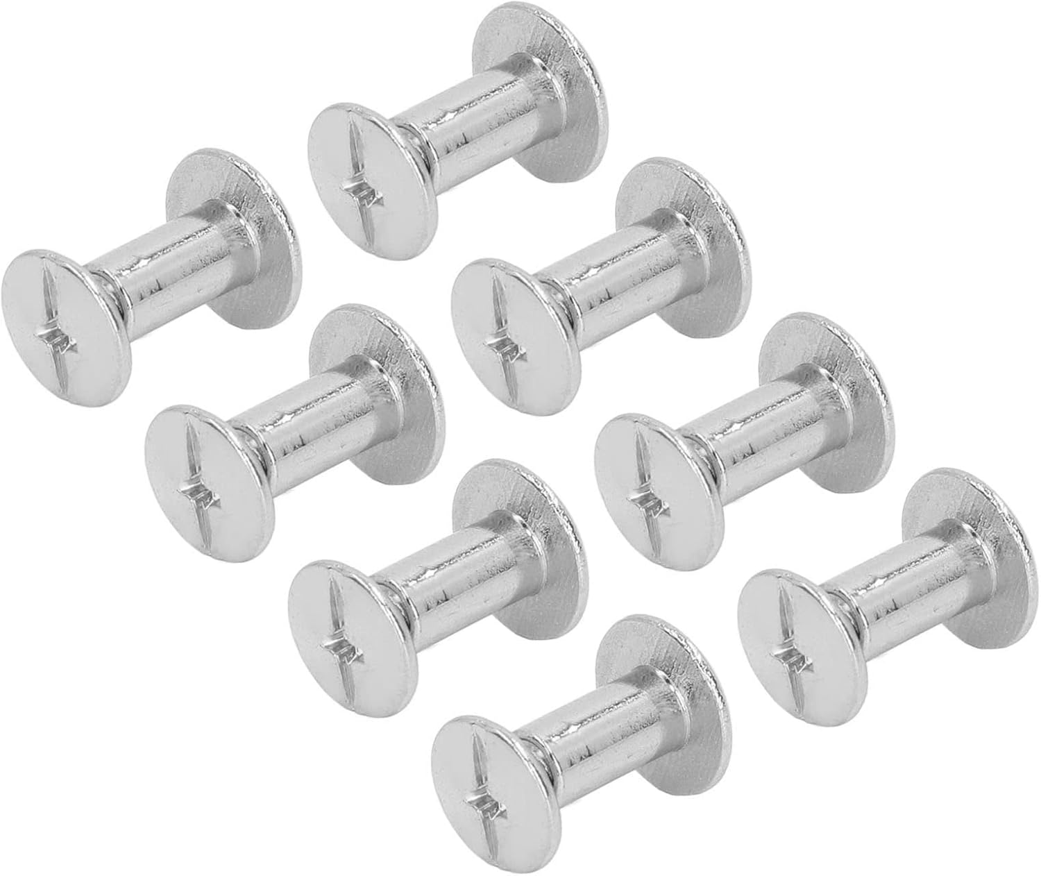 200 Set 10mm 12mm Brass Leather Rivet Kit, DIY Book Binding Screws, Hard Thick Uniform Coating Chicago Screws for Photo Album Craft (Silver)