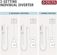 Vista 5 de Delta Saylor Sistema de ducha dorado cepillado de 3 ajustes, incluye cabezal de ducha, ducha de mano, mango de ducha, desviador de ducha y kit