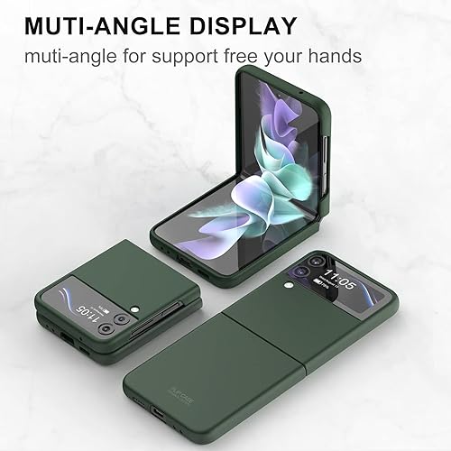 Miniatura 5 de TSQQST Funda para Samsung Galaxy Z Flip 4 5G (2022), funda delgada y delgada de protección contra caídas para Galaxy Z Flip 4  Verde oscuro