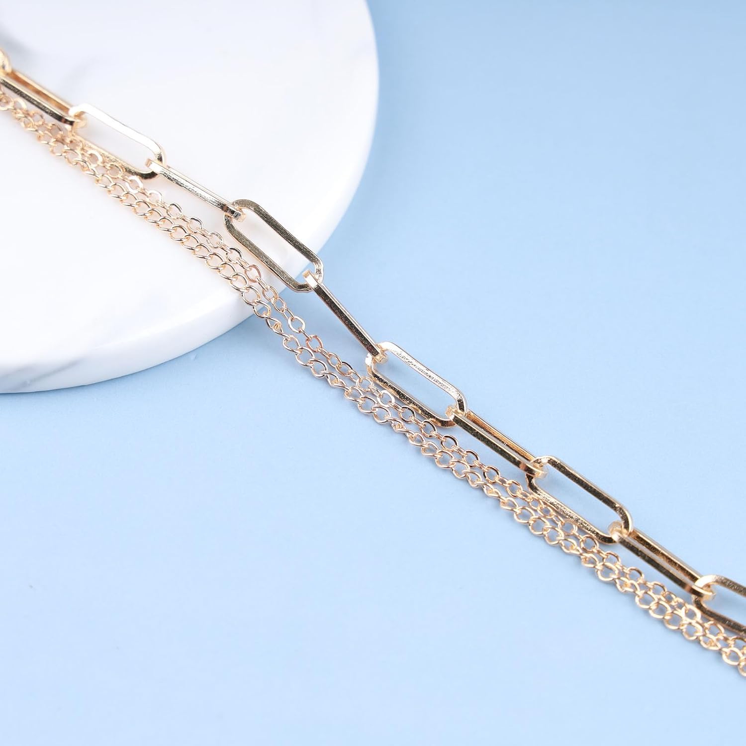 Bohemian Layered Pearl Anklet Bracelet Paperclip Link Anklet Chain Gold Multi Layered Foot Chain Summer Pearl Beach Foot Chain Jewelry for Women - Image 7