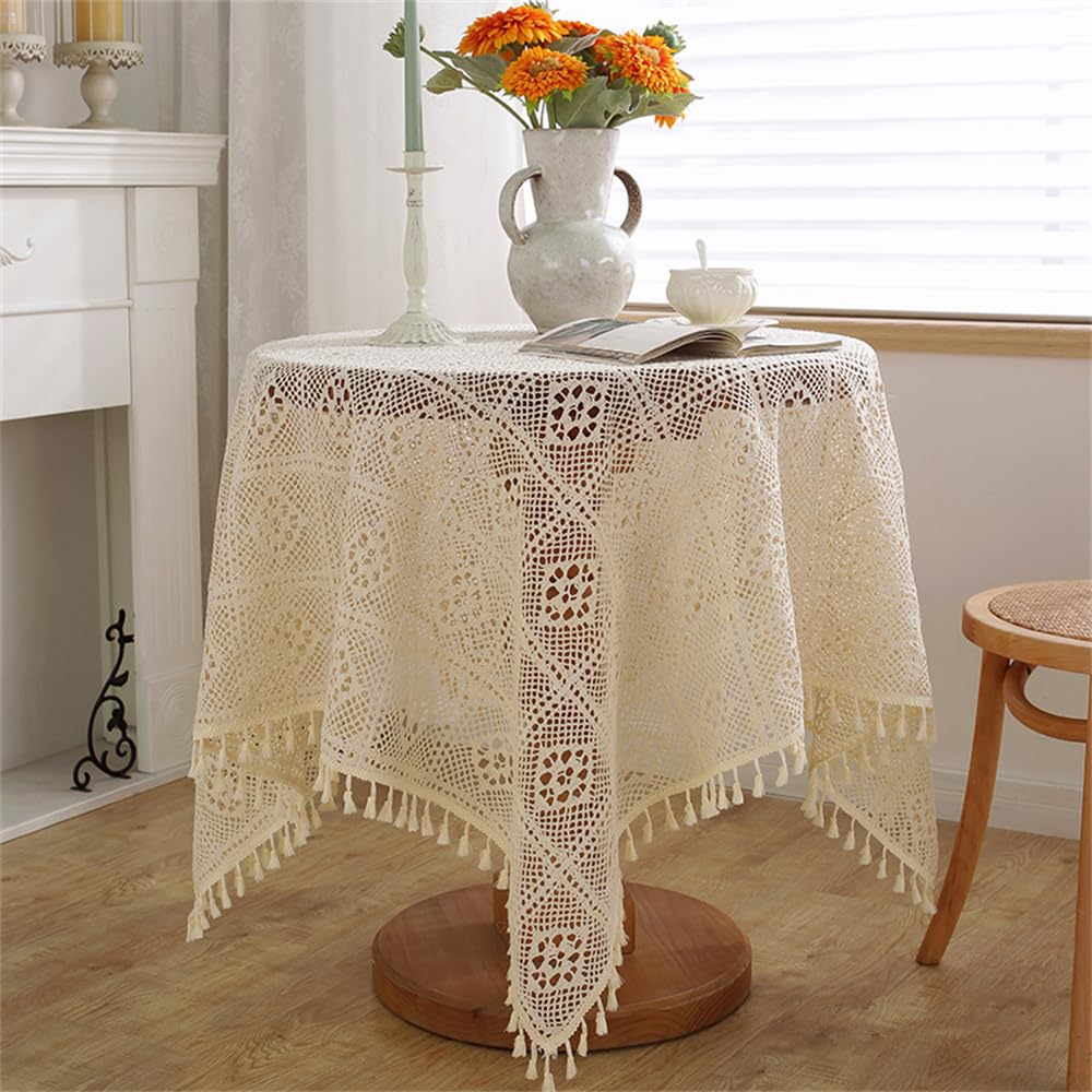 Casa Pizzo Tovaglia White Lace Tovaglie For Matrimoni, Rose Vintage Ricamato Overlay For Baby & Bridal Shower Arredamento, Elegante Chic Partito Tabella Copertura Interna / Esterna, 4 Colori