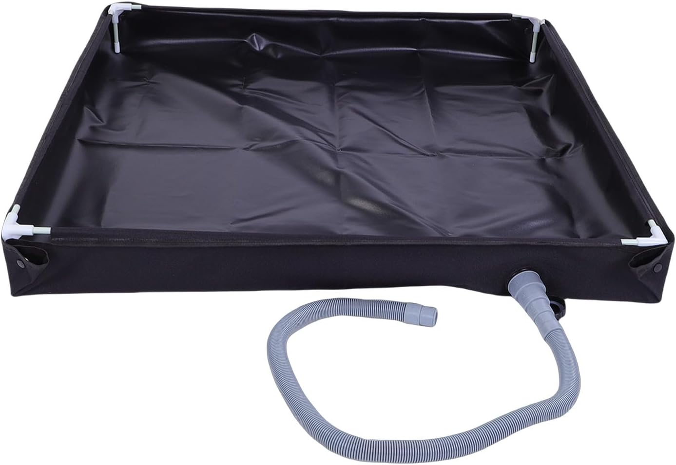 Luocute Portable Shower Tray, 31.5x31.5x3.9 Inch Foldable Shower Base Damage Proof with Detachable Drain Pipe, for Tent Camping RV Beach Outdoor Shower Stall (Black)