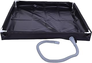 Fabater Portable Shower Pan, Foldable Shower Base & Basin Floor, Showering Tray with Detachable Drain Pipe, Shower Tent Base for Camping, RV, Beach, 31.5x31.5x3.9 Inch