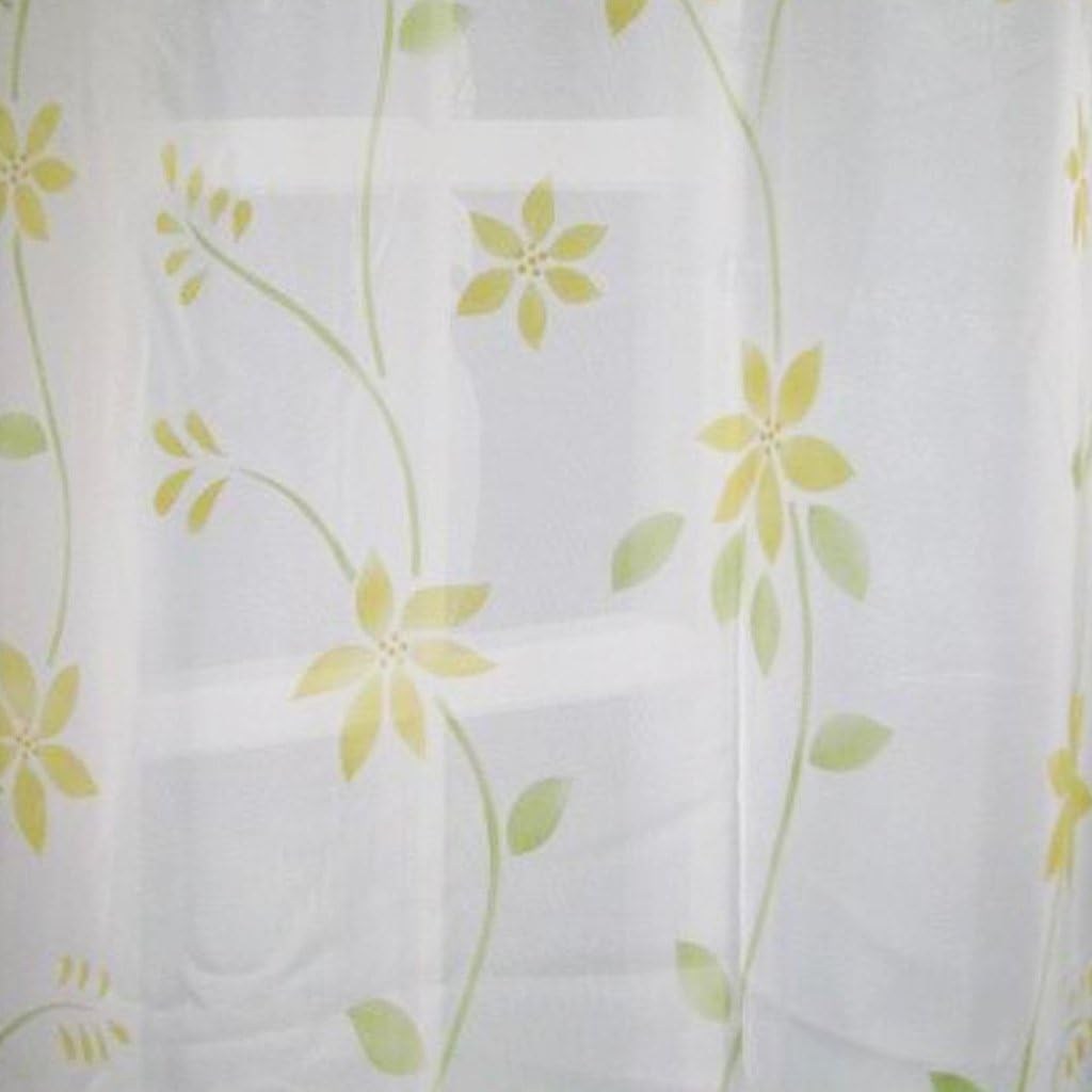 Yujiao Mao Voile Curtain with Floral Print Flowers Colourful Curtains Scarf with Ruffle Tape Pack of 1 Yellow W x H 150 x 145 cm - Image 3