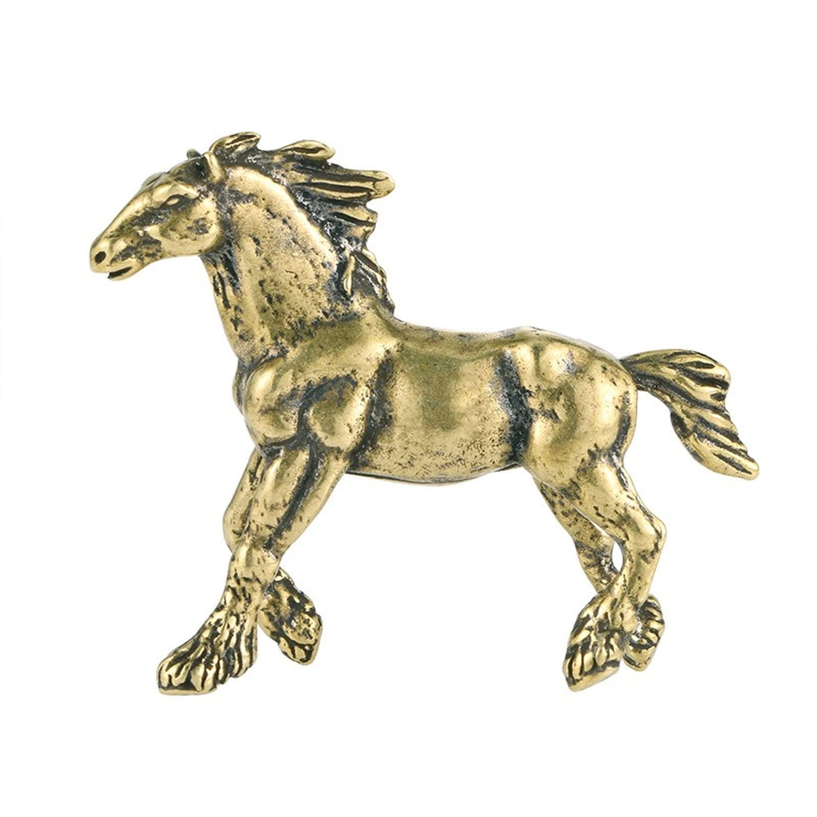 NGDFGR Na Solid Copper Horse Miniatures Figurine, Brass Zodiac Horse Model Statue Study Desk Fun Children'S Room Decoration