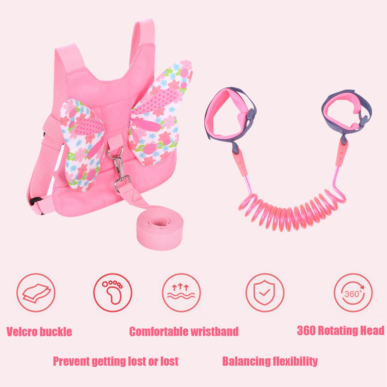 Harnais de Sécurité Enfant, Anti Perdu Poignet Ceinture pour Bébé, Marcher, Voyages