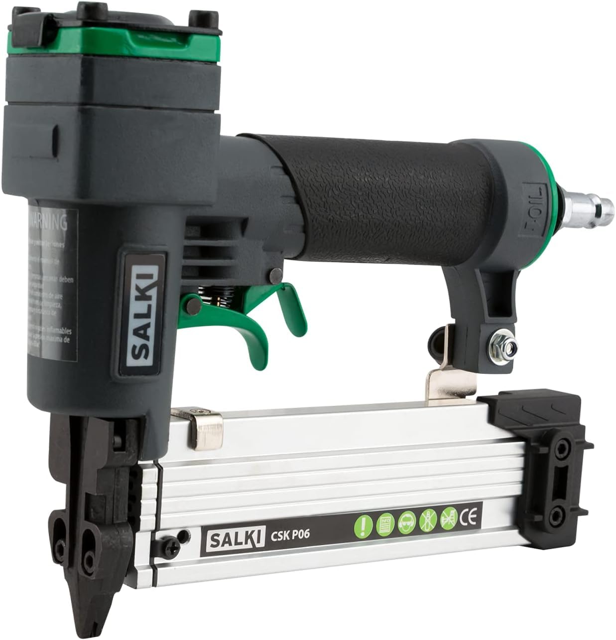 SALKI CSK P06 Chiodatrice Pneumatica – Pistola Pneumatica per Chiodi, Graffettatrice per Lavori di Falegnameria, Compatibile con Chiodi PIN 0,6 da 12 a 35 mm di Lunghezza