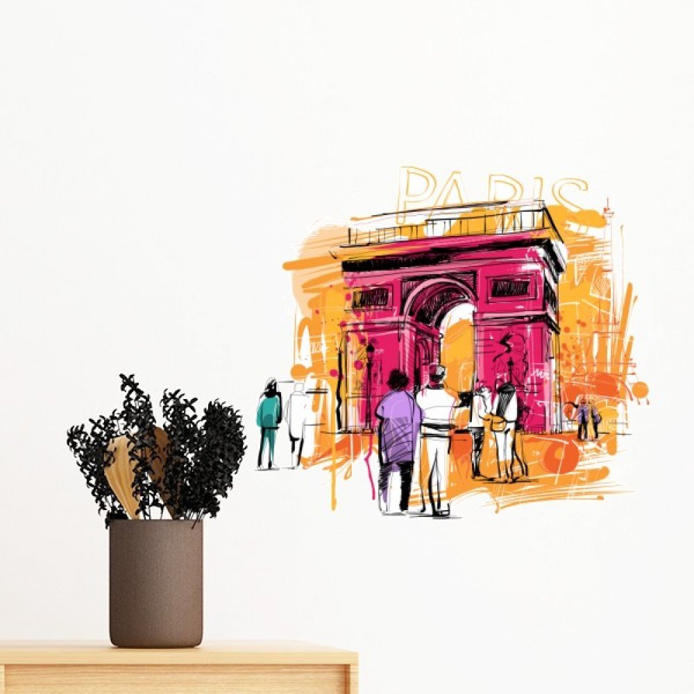 Sticker Arc de Triomphe amovible pour décorer un mur blanc sans abîmer la peinture