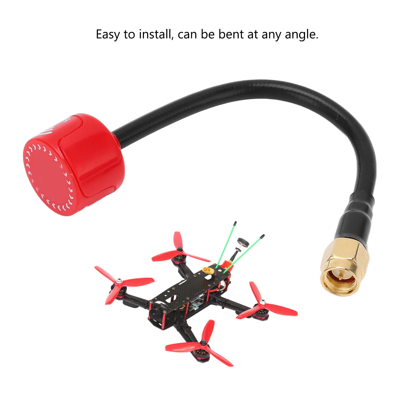 Bnineteenteam Antena de 125 Mm 5,8 GHz 2.5Dbi para Control Remoto FPV Drone Antena de Ganancia RHCP Resistente a Impactos (Rojo)