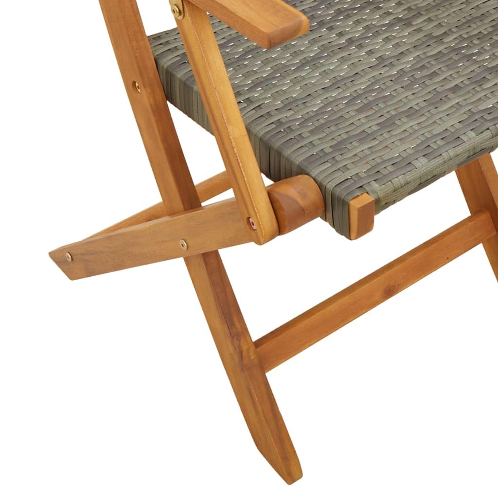 Set da 3 pezzi da bistrot grigio in polyrattan e legno massello, set da esterno