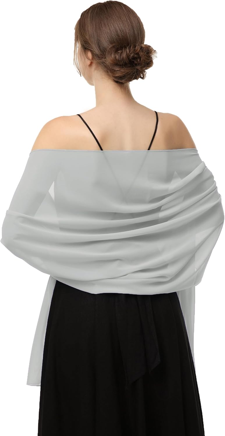 Baoqiya Women's Shawls and Wraps for Evening Dress Chiffon Shawl Soft Elegant Silky Pashmina Wedding Bridal Scarf