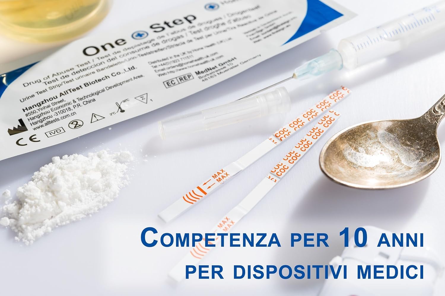 10 x One+Step Test Antidroga per Cocaina I Test Antidroga rapido per Crack, Coca, COC I Rilevamento di Cocaina nelle Urine a Casa I Massima Sensibilità 100 ng/ml | Test Rapido per Crack, Coca, COC I Rilevamento nelle Urine a Casa I Sensibilità 100 ng/ml
