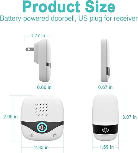 Miniatura 8 de TTJ Timbre inalámbrico con timbre Doobell, timbre de aula, rango de 1300 pies, configuración de 2 minutos, luces LED, IP55 impermeable, ajuste de