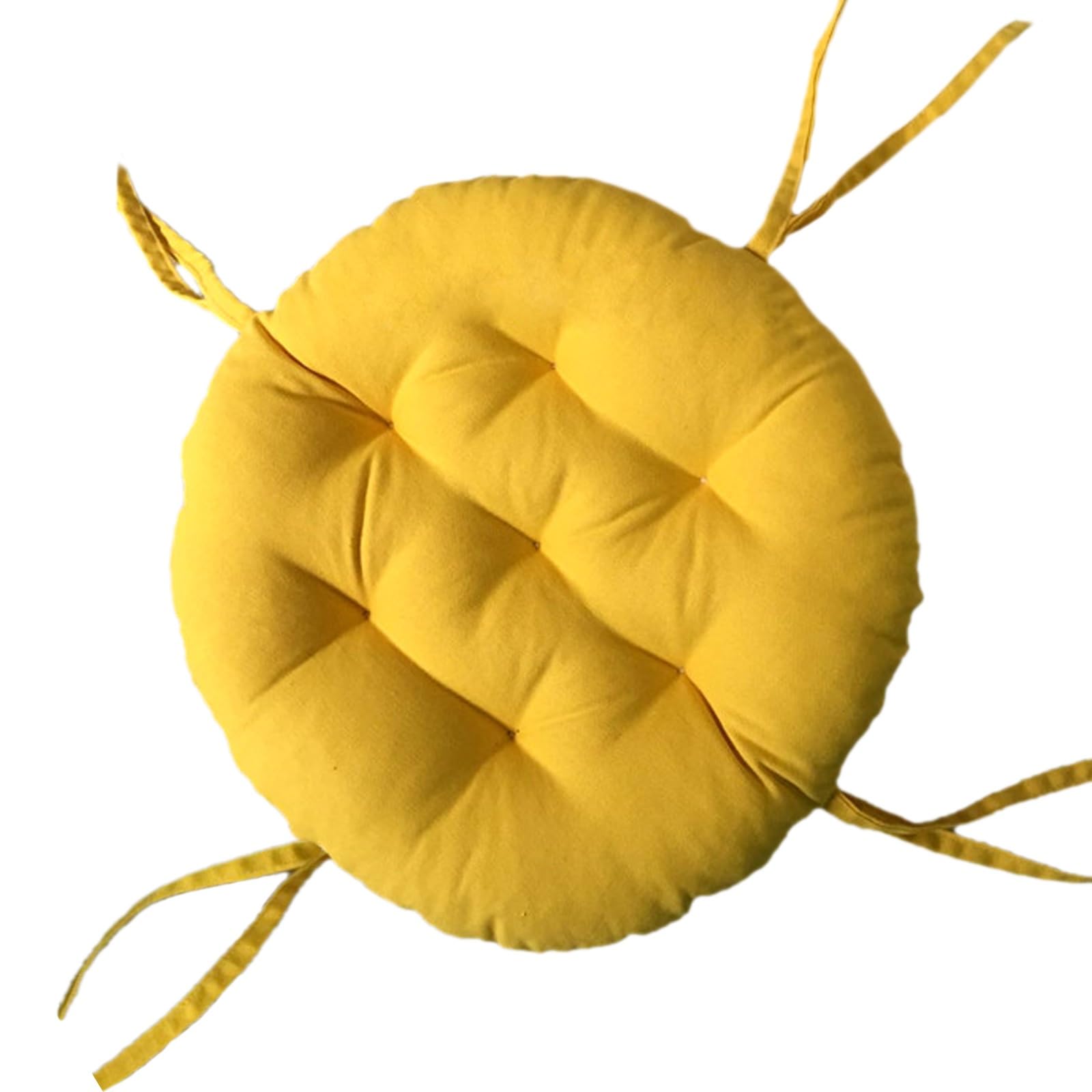Round Chair Cushions Diameter 25/30/35/40/45/50cm Comfy Elastic Seat Cushion For Barstool Room Office Chairs Bistro Stool Cushion With Ties(Yellow,40cm)