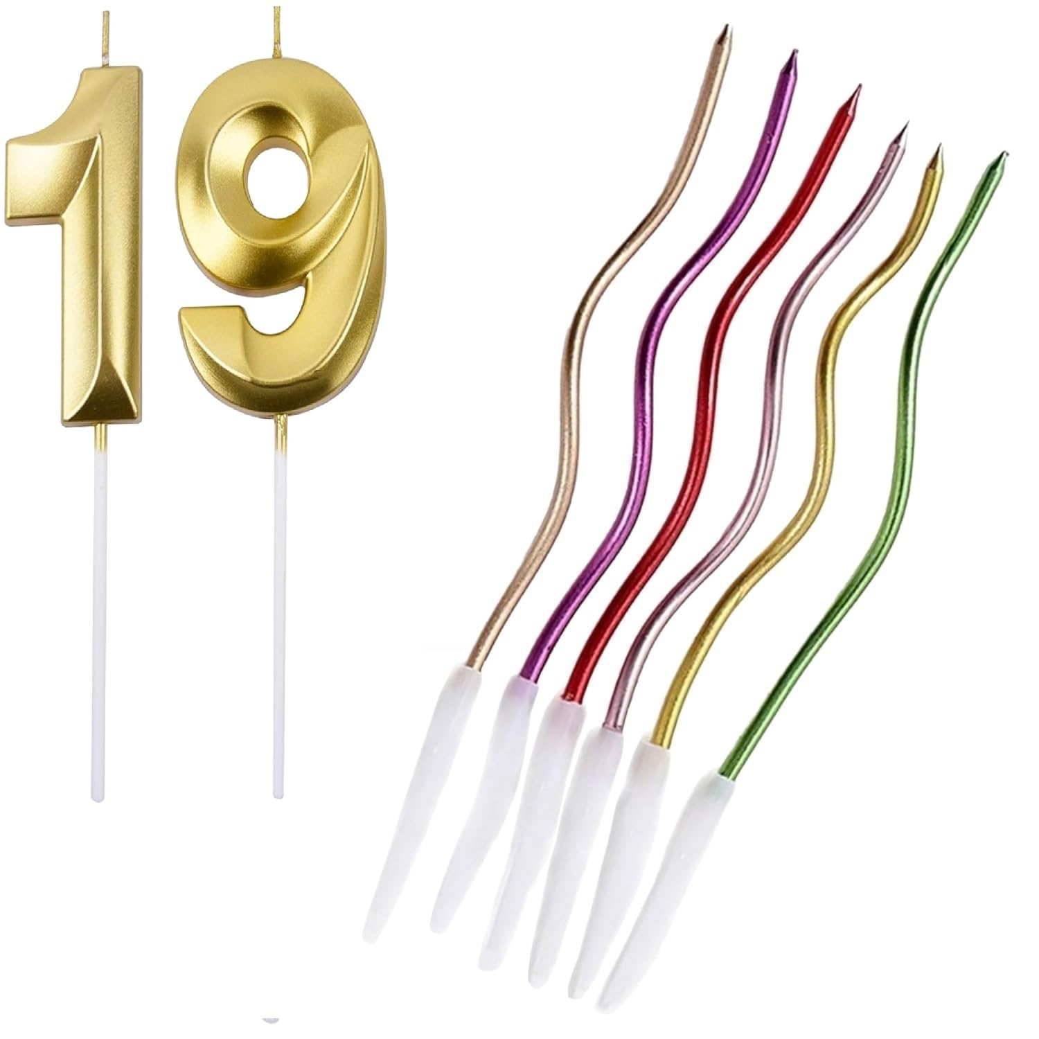 Toys Treasure Number 19 Birthday Candle Set - Gold Metallic