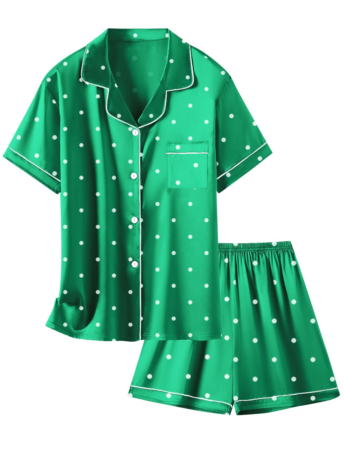 Girls &amp; Womens Satin Pajamas Set, Silk Button-Down Sleepwear 2 Piece Nightwear, 3 Years - Women XXL