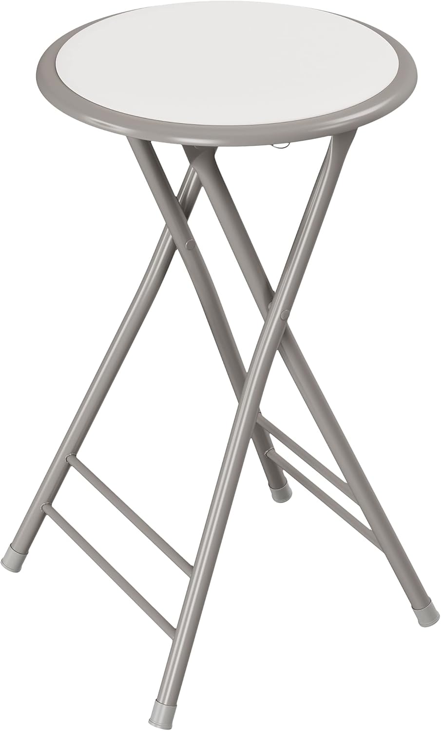 Lavish Home Folding Stool - Backless 24-Inch Stool with 225lb Capacity for Kitchen or Rec Room - Portable Indoor Counter Bar Stools (White) White Single Stool