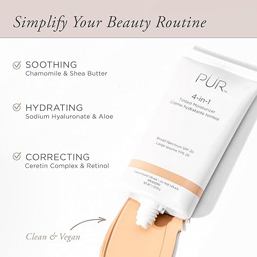 Miniatura 3 de PÜR - Hidratante tintado 4 en 1 con SPF 20 - Hidratante facial hidratante imprimación y base con manteca de karité aloe vera y vitamina B3 apto para