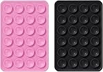 2pcs Silicone Suction Cup Support de téléphone, Double Sided Support d'aspiration de téléphone Dos du téléphone Sticky Grip Boîtier de téléphone à aspiration polyvalente pour les selfies de voiture miroir de douche (noir, rose) (style 1)