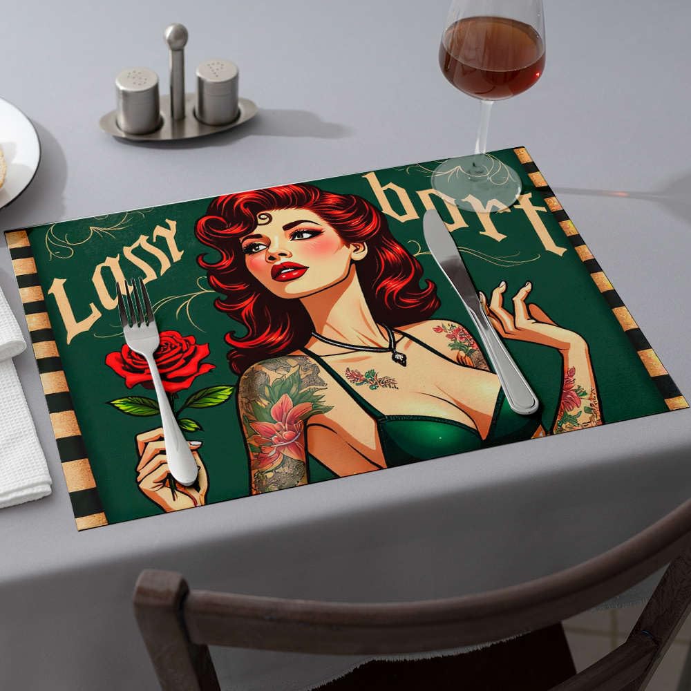 Sets de table résistants à la chaleur Last Call Pin-Up Girl pour comptoir, lot de 6