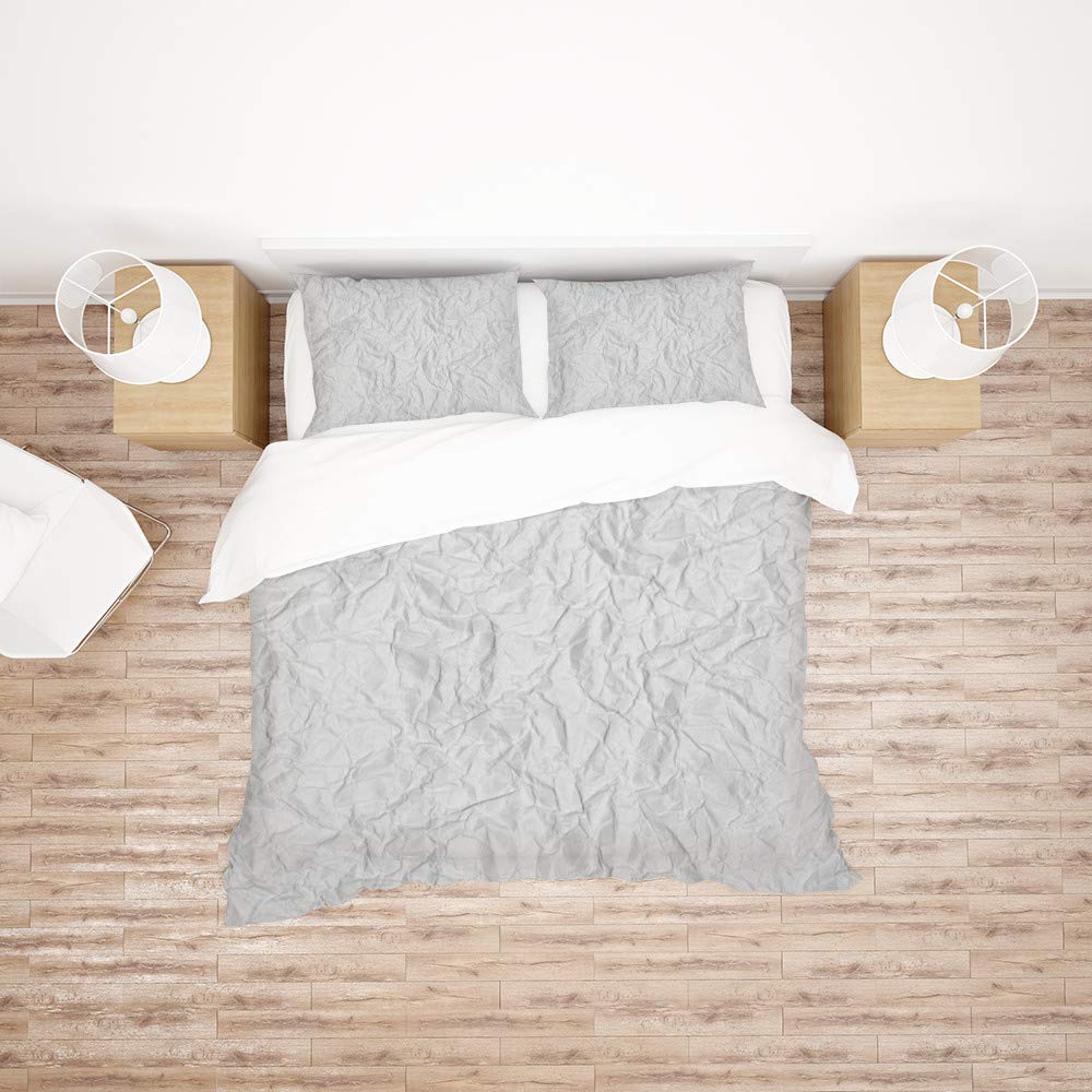 Parure de lit King Size polyester effet papier avec housse et taies d'oreiller