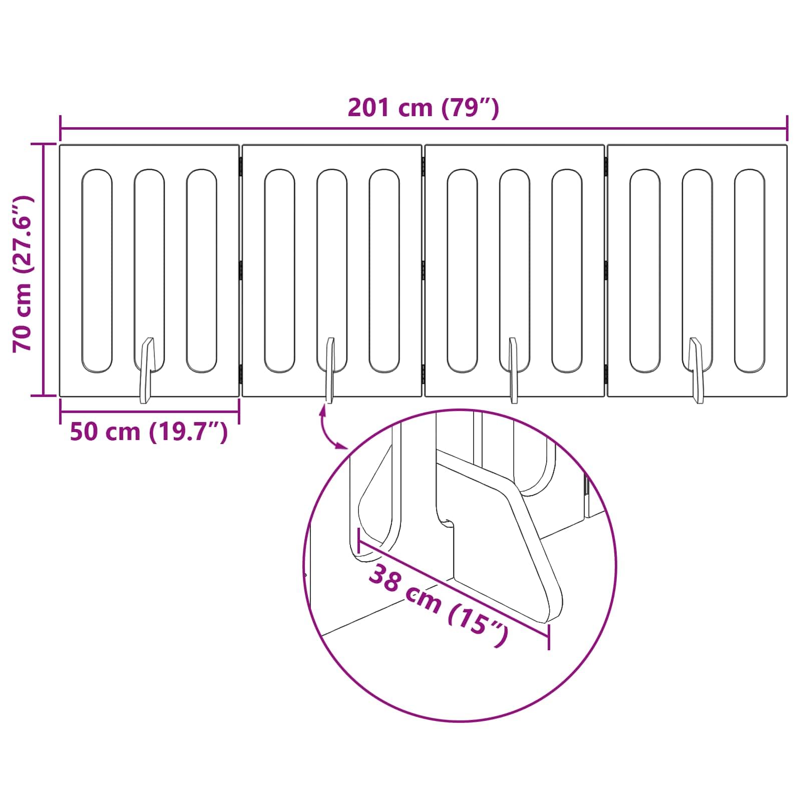 Valla plegable para mascotas de madera, color blanco, 201 x 38 x 70 cm, 4 piezas con paneles plegables flexibles para interiores, plegable, protección segura, ideal para perros, cachorros