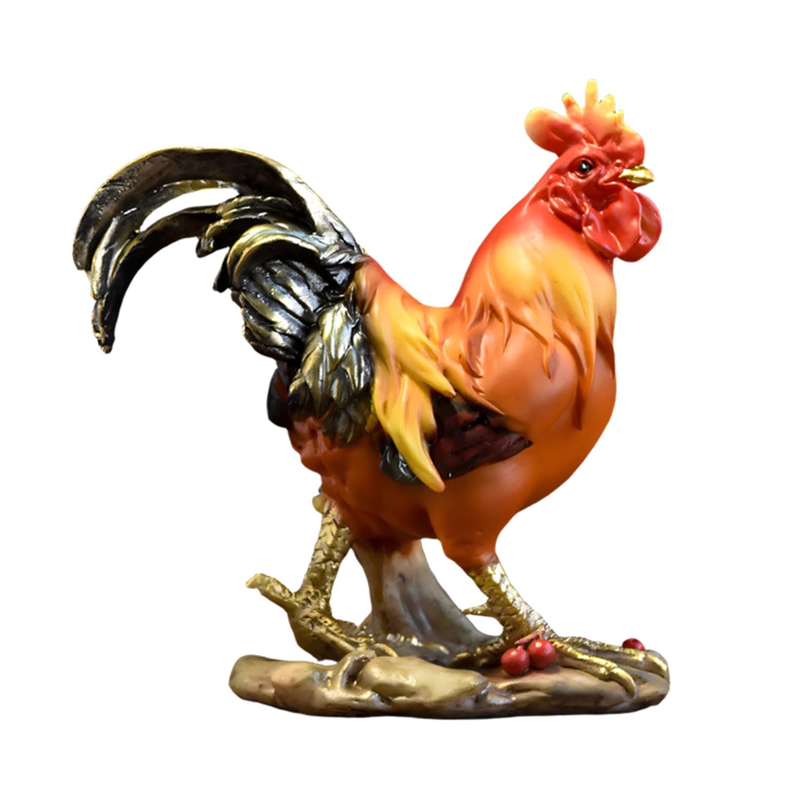 Hsioluted Resin Rooster Statues Chicken Figurines Animal Sculptures Table Centerpieces Fengshui Ornament Home Decors Collectibles Resin Animal Figurine