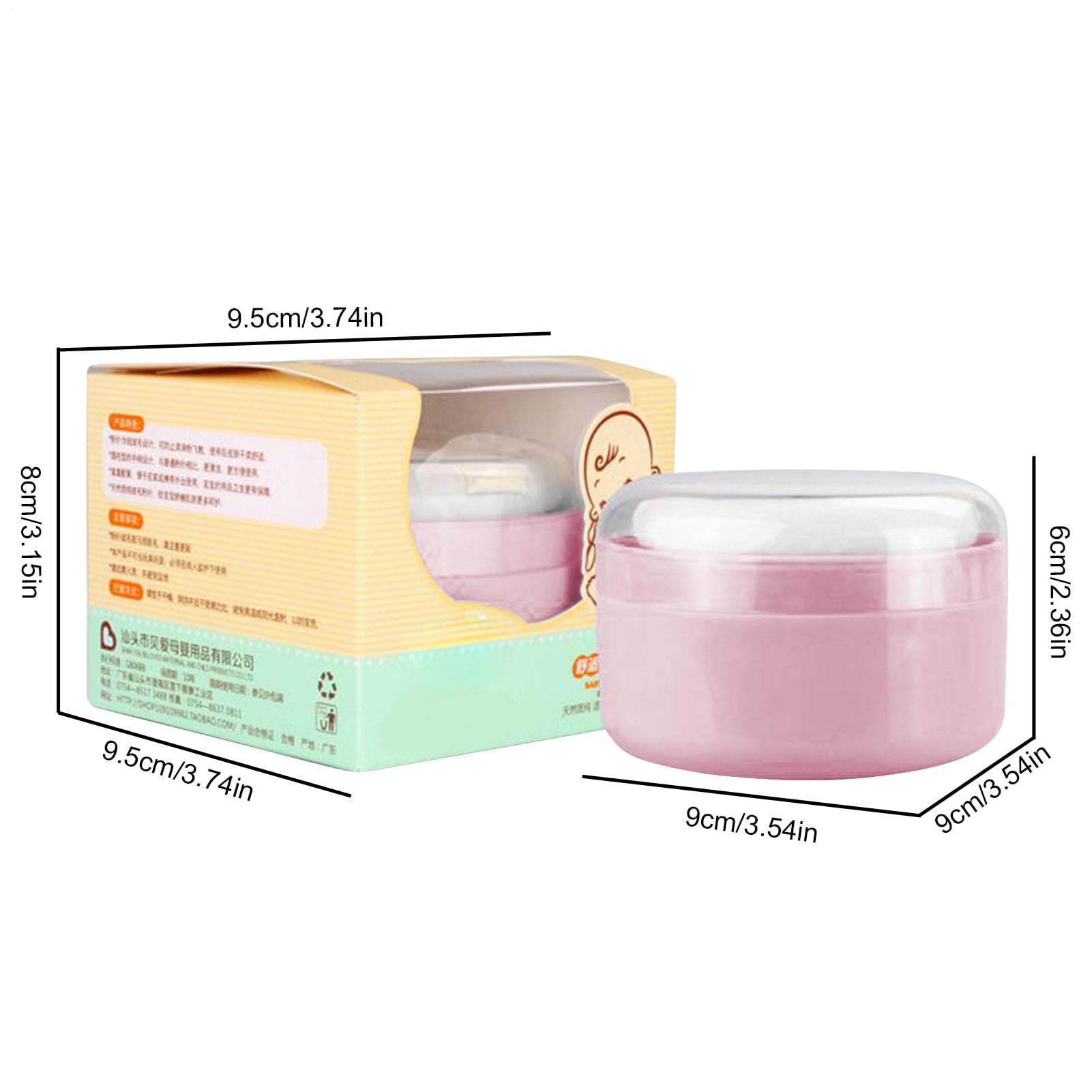 Boîte bouffante en poudre de talc avec applicateur, bébé après-bain poudre poudre poudre récipient de poudre pour les nouveau-nés et les tout-petits, parfait pour voyager