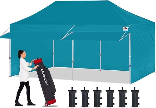 Miniatura 7 de ABCCANOPY - Toldo de 10 x 10 pies, plegable, portátil, con paredes laterales a juego, bolsas de peso, bolsa con ruedas, con marquesina adicional