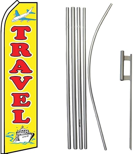 Premium TravelRed Swooper Flag & 16ft Flagpole KitGround