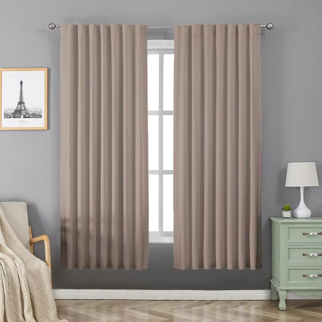 Rideaux 100% occultants de 213 cm lot de 2 pour fenêtres de chambre