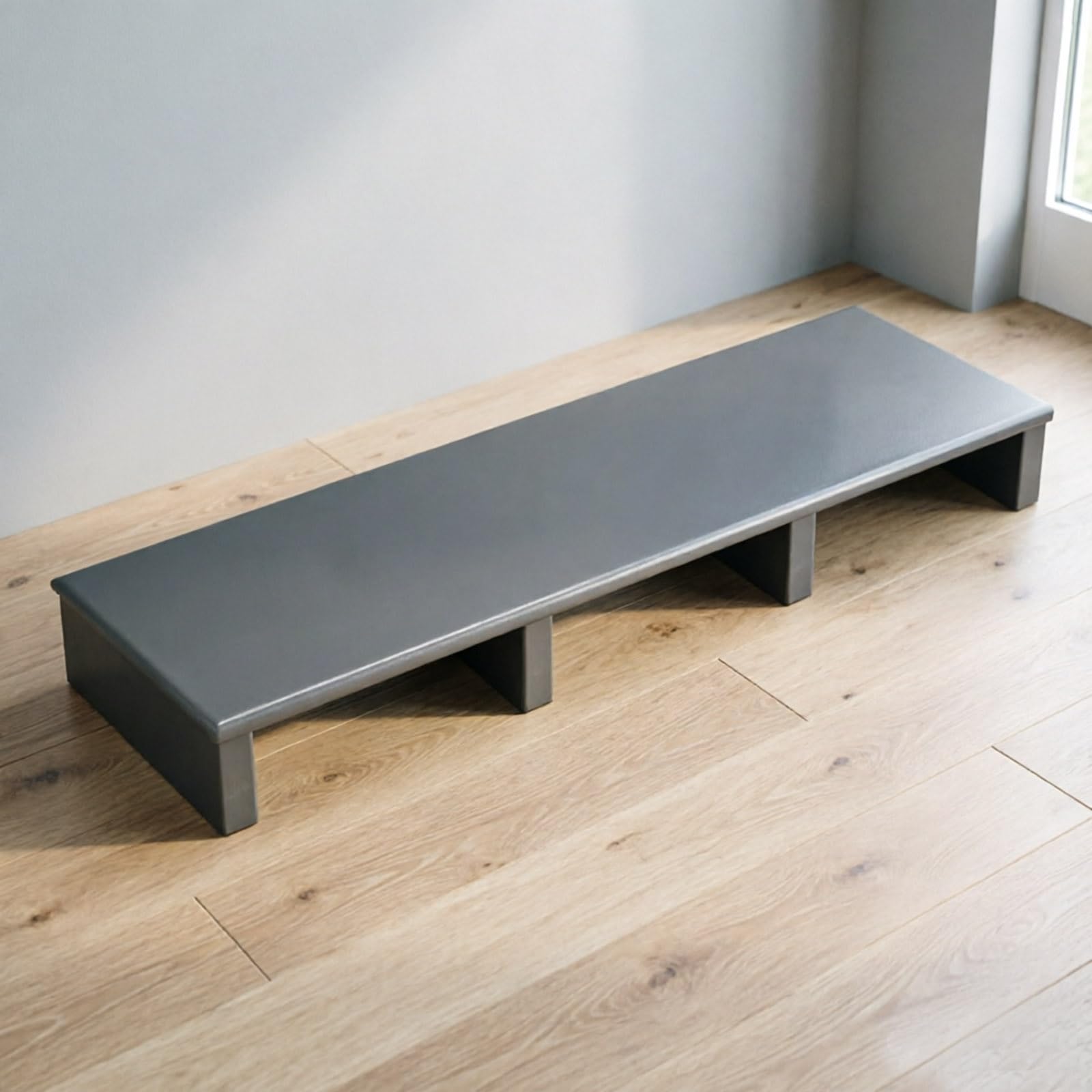 Solid Wood Step Stool,Non-Slip Platform Step,portable wooden stand up,Long Footstool Helper,High Load Capacity,for Deck Bathroom Garages, Gray(100×30×12cm)