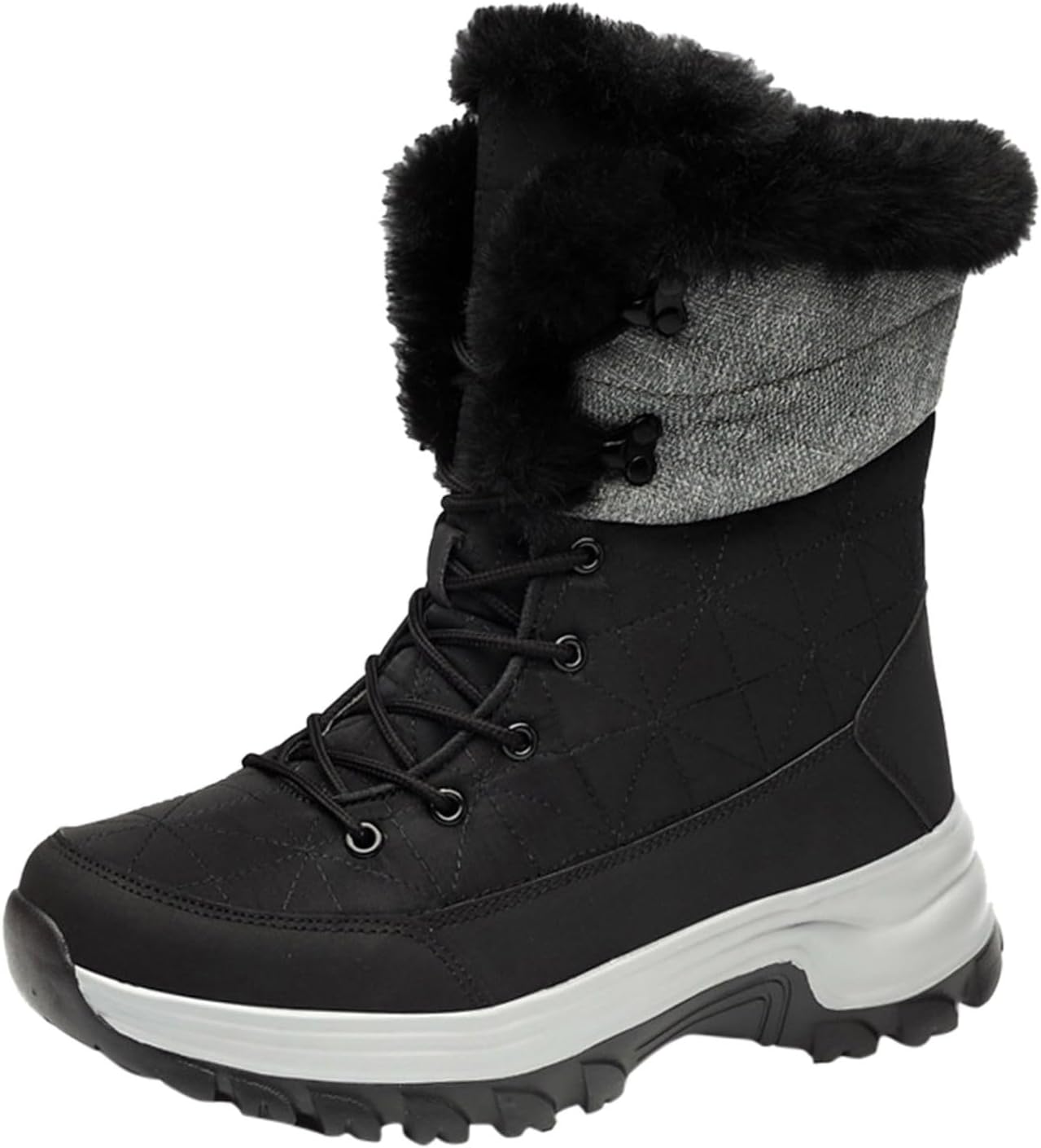 Men's New Winter Outdoor Thickened Non Slip Warm Snow Boots Mountaineering Winter Ski Shoes Real Leather Mens Boots (Black, 11)