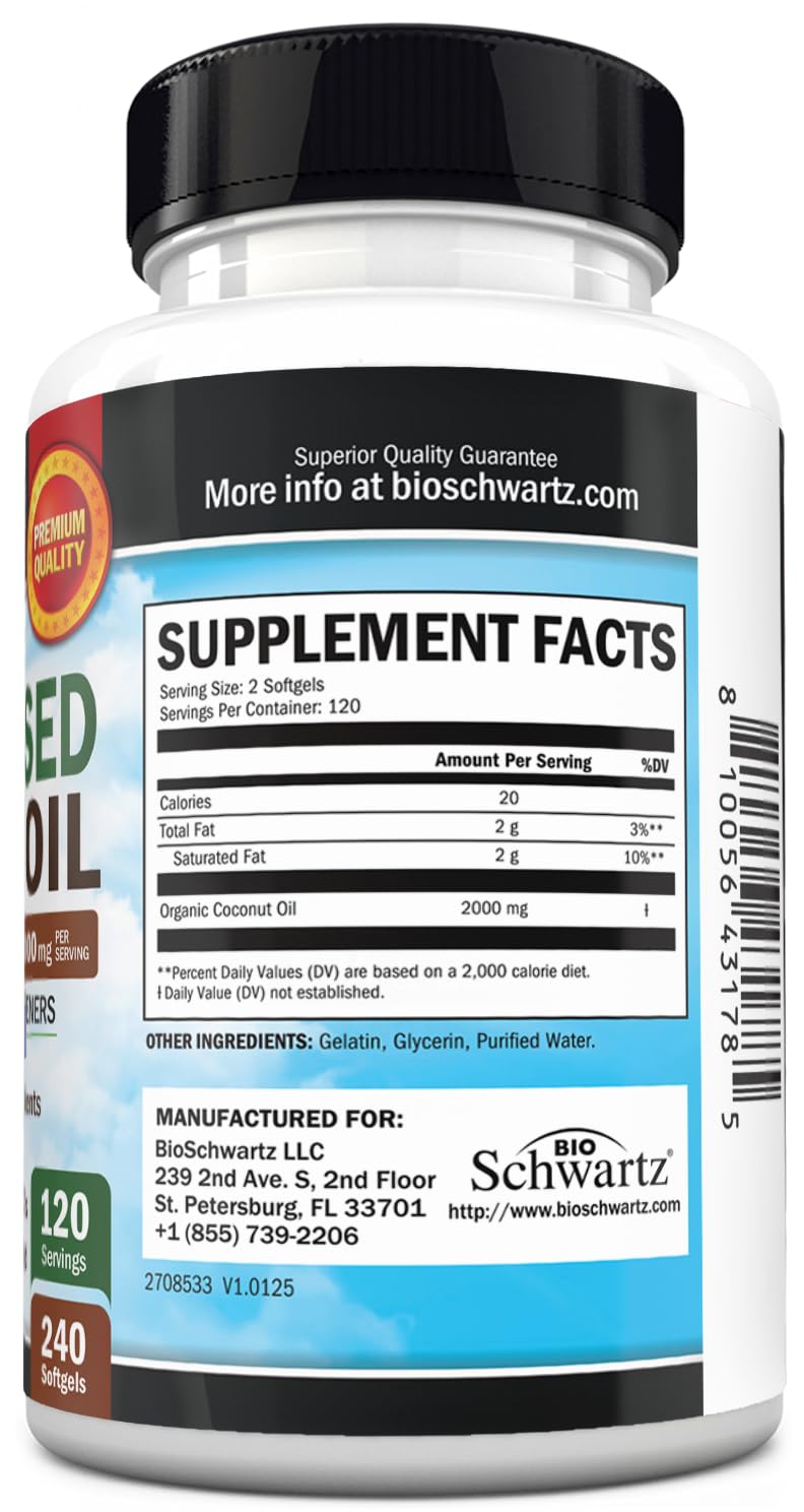 Organic Coconut Oil Capsules 2000mg, 240ct, 4 Month Supply — Amazon image 8