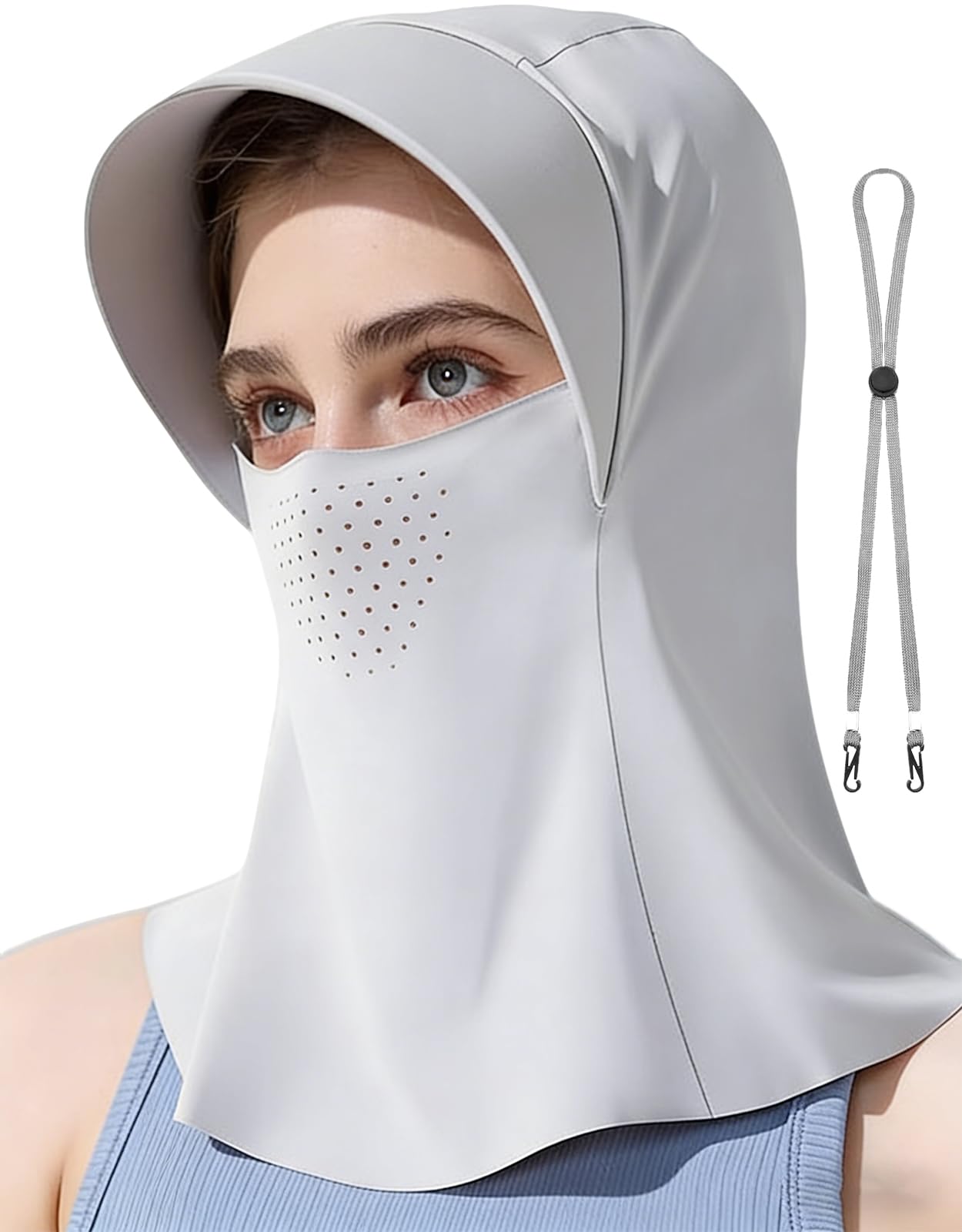 yuisi Full Face UV Protection Balaclava Hat with Face Mask Neck Guard Wide Brim Sun UV Protection Hood, Full Cover Sun Shield for Cycling Motorcycle Outdoor Travel Sports-picture-55
