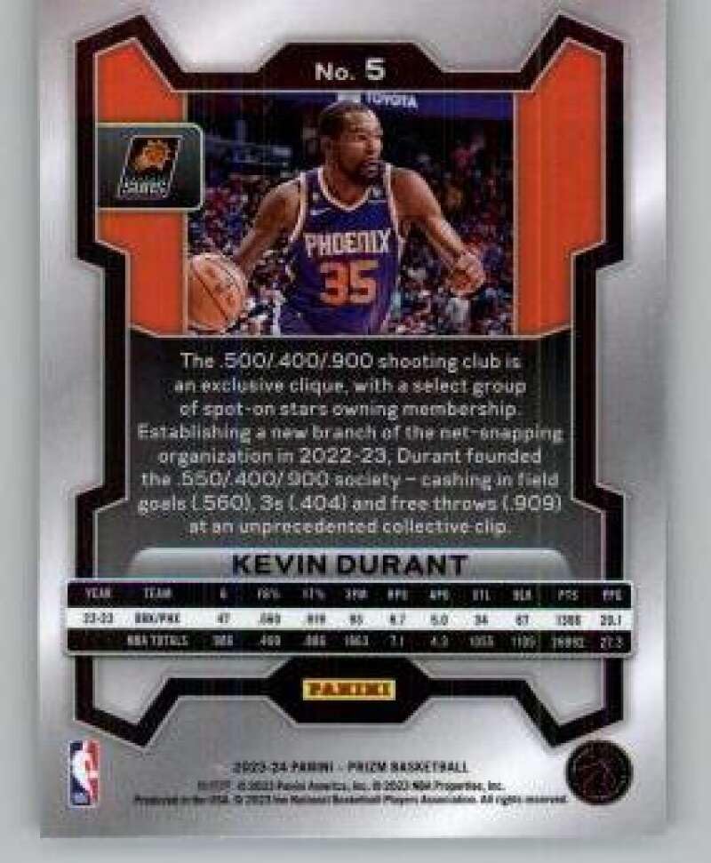 NBAカード　ドンテディビンチェンゾ　PRIZM Amazon.com: 2023-24 Panini Prizm #5 Kevin Durant Phoenix