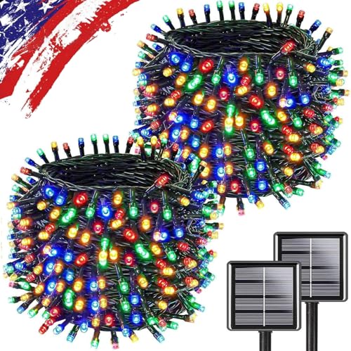 Multicolor Solar Christmas Lights 2Pack Total 180FT 500LED, String Light Outdoor Waterproof, Auto...
