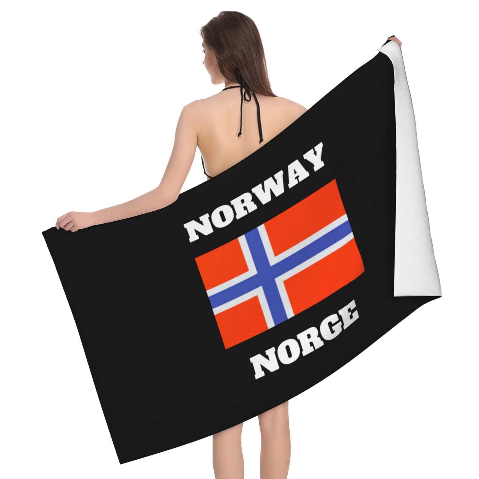 Lsjuee Flag of Norwegian Bath Towel Absorb Water Quick Dry Bath Towel, for Beach, Swimming Pool, Camping