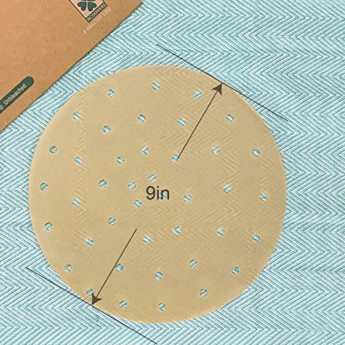 Air Fryer Parchment Paper For Baking Bamboo Steamer Liners 9 Inch 100Pcs Unbleached Circular Perforated Parchment Paper Non-Stick Steamer Mat For Baking/Steaming/Cooking With Silicone Paper #TOP3