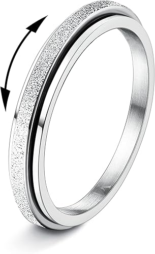 Diamday Anillos giratorios para mujeres y hombres de 0.079 pulgadas (20.157 in) de acero de titanio para aliviar la ansiedad y el estrés, con