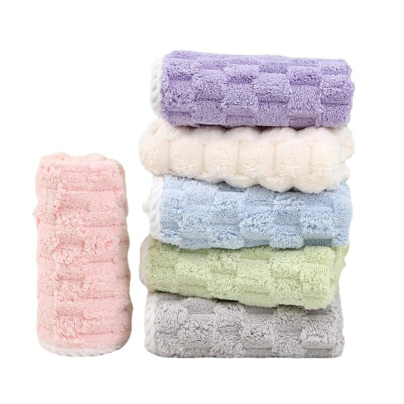 コーラルフリースタオル お手拭きタオル ループ付き 6枚セット 30 x 30 cm ふわふわ ウォッシュクロス 柔らかな肌触り 布巾 厚手 洗面台 幼稚園 保育園 手拭用 キッチン 家庭 ホテル 旅行 ギフト