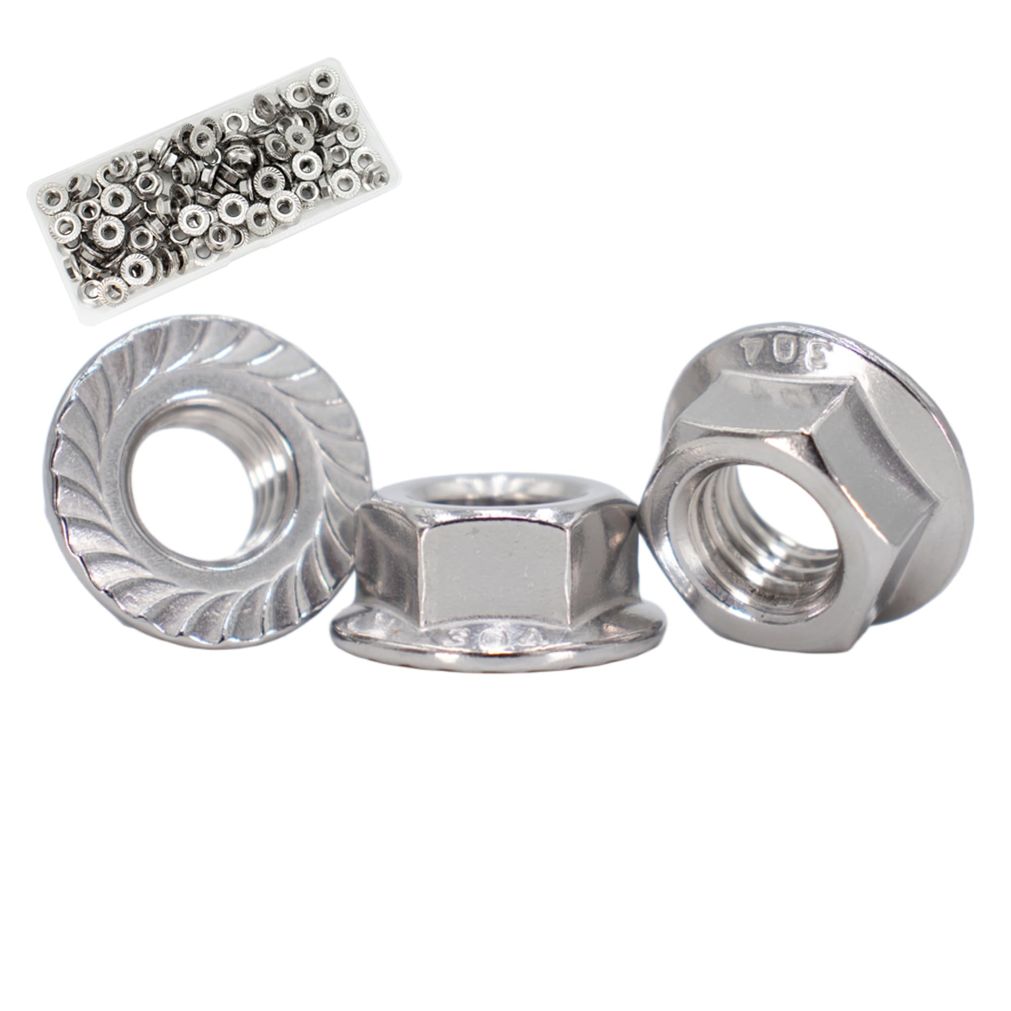 Stainless Steel Flange Nuts - 20 Pack M8 -12