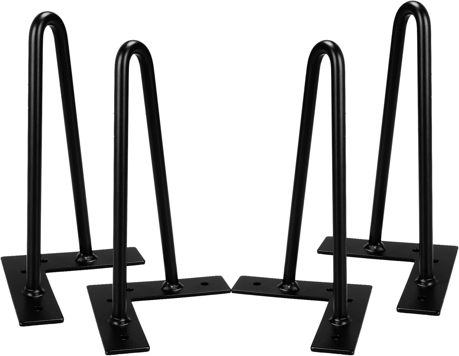 WOPPLXY 4PCS 8Inch Hairpin Legs - Hairpin Table Legs 20cm Table Legs Heavy Duty - 10mm 2 Rods Black Furniture Legs with Rubber Floor Protectors for Coffee Table, Sofa, Cabinet